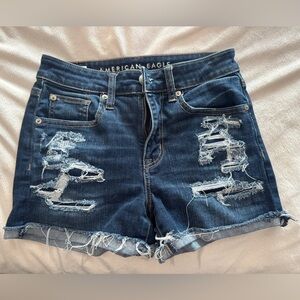American Eagle Outfitters Ripped Dark Blue Jean Shorts